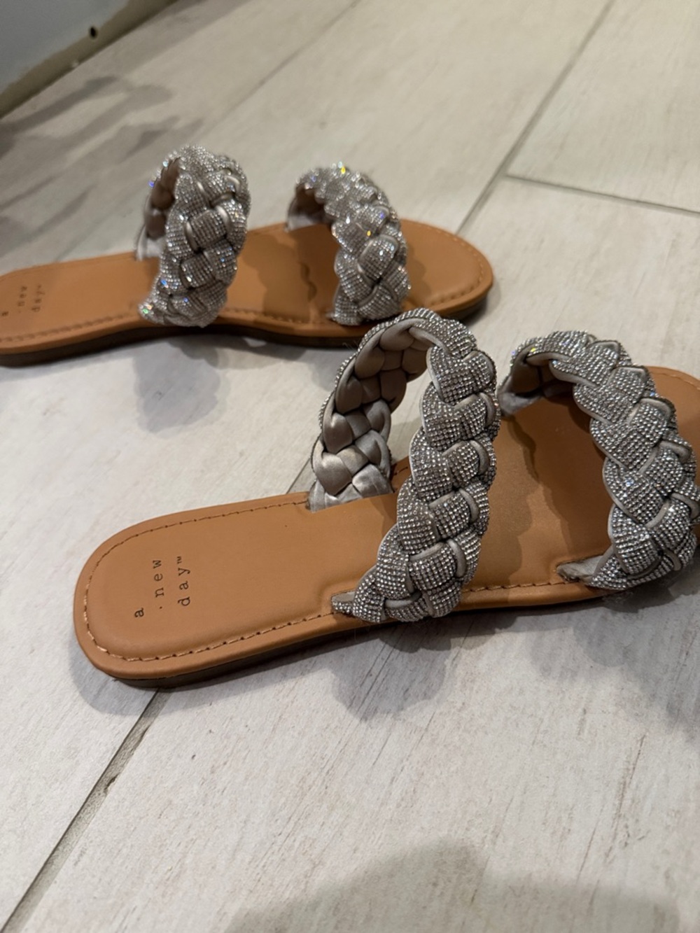 a new day Silver Braided Double-Strap Slide Sandals - Picture 5 of 7
